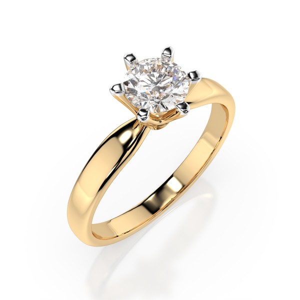 0,5 Karat Diamant Verlobungsring mit 1 Diamanten, Gelbgold 585 / 14K, Weite 61 mm, Gewicht ca. 2.1 g.