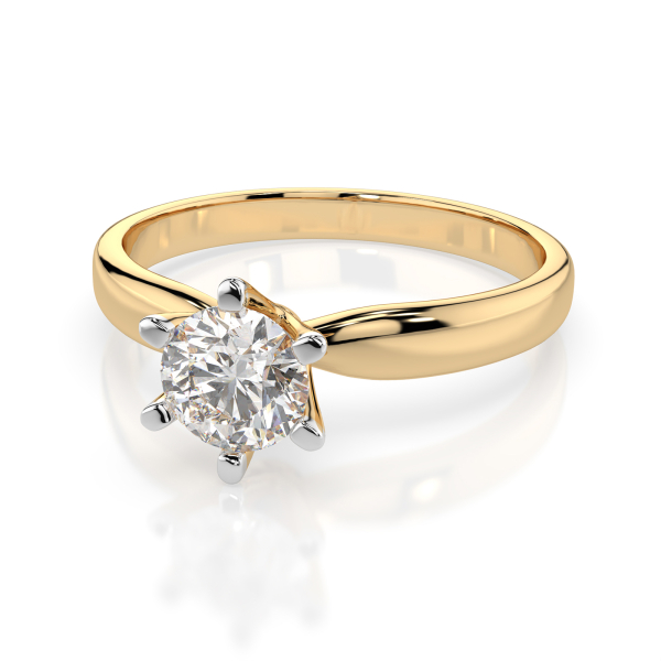 0,5 Karat Diamant Verlobungsring mit 1 Diamanten, Gelbgold 585 / 14K, Weite 57 mm, Gewicht ca. 2.1 g.