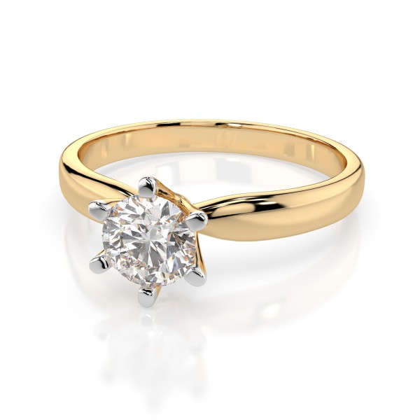 0,5 Karat Diamant Verlobungsring mit 1 Diamanten, Gelbgold 585 / 14K, Weite 50 mm, Gewicht ca. 2.1 g.