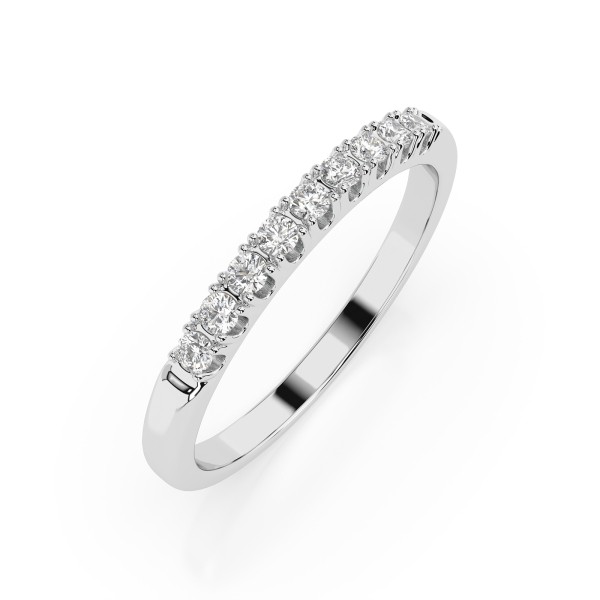 0,18 Karat Diamant Verlobungsring mit 9 Diamanten, Weißgold 585 / 14K, Weite 48 mm, Gewicht ca. 1.6 g.