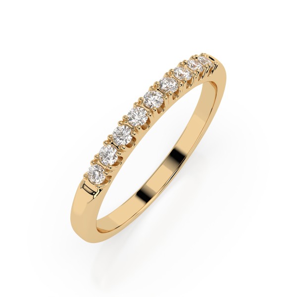 0,18 Karat Diamant Verlobungsring mit 9 Diamanten, Gelbgold 585 / 14K, Weite 67 mm, Gewicht ca. 1.6 g.