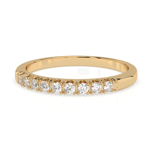 0,18 Karat Diamant Verlobungsring mit 9 Diamanten, Gelbgold 585 / 14K, Weite 60 mm, Gewicht ca. 1.6 g.