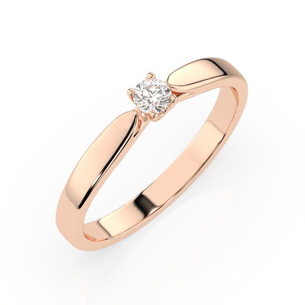 0,08 Karat Diamant Verlobungsring mit 1 Diamanten, Rotgold 585 / 14K, Weite 70 mm, Gewicht ca. 1.9 g.