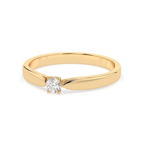 0,08 Karat Diamant Verlobungsring mit 1 Diamanten, Gelbgold 585 / 14K, Weite 62 mm, Gewicht ca. 1.9 g.