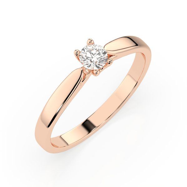 0,15 Karat Diamant Verlobungsring mit 1 Diamanten, Rotgold 585 / 14K, Weite 72 mm, Gewicht ca. 1.7 g.