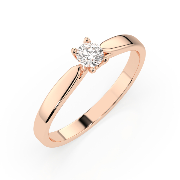 0,15 Karat Diamant Verlobungsring mit 1 Diamanten, Rotgold 585 / 14K, Weite 54 mm, Gewicht ca. 1.7 g.