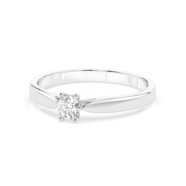 0,15 Karat Diamant Verlobungsring mit 1 Diamanten, Weißgold 585 / 14K, Weite 58 mm, Gewicht ca. 1.7 g.