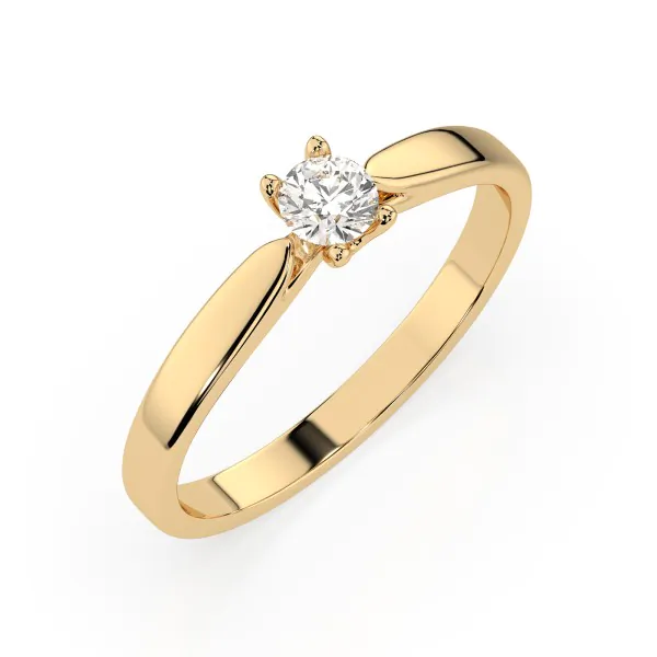 0,15 Karat Diamant Verlobungsring mit 1 Diamanten, Gelbgold 585 / 14K, Weite 49 mm, Gewicht ca. 1.7 g.