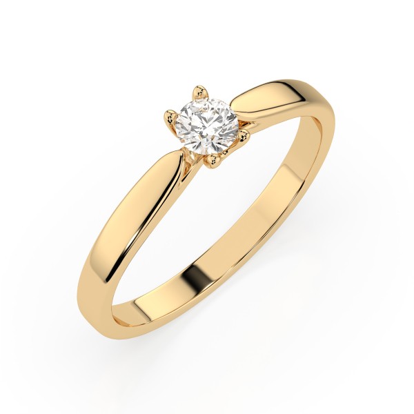 0,15 Karat Diamant Verlobungsring mit 1 Diamanten, Gelbgold 585 / 14K, Weite 67 mm, Gewicht ca. 1.7 g.