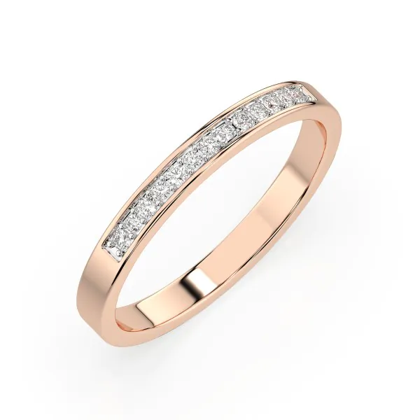 0,11 Karat Diamant Memoire Ring mit 13 Diamanten, Rotgold 585 / 14K, Weite 56 mm, Gewicht ca. 