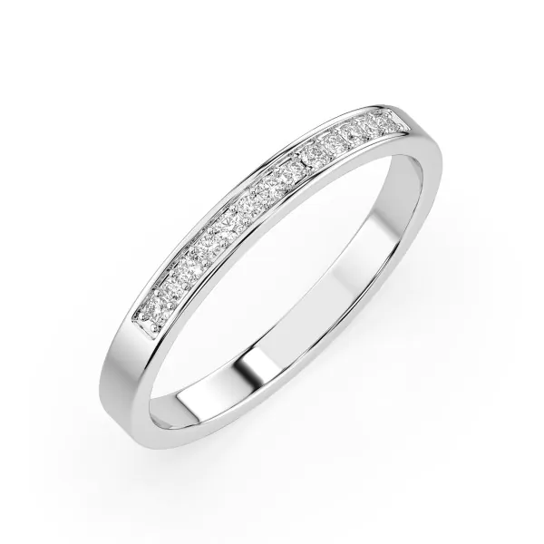 0,11 Karat Diamant Memoire Ring mit 13 Diamanten, Weißgold 585 / 14K, Weite 47 mm, Gewicht ca.