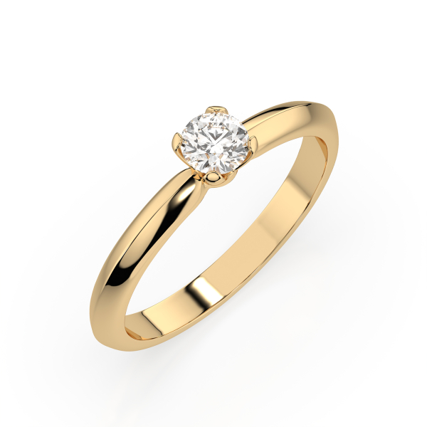 0,15 Karat Diamant Verlobungsring mit 1 Diamanten, Gelbgold 585 / 14K, Weite 62 mm, Gewicht ca. 1.9 g.