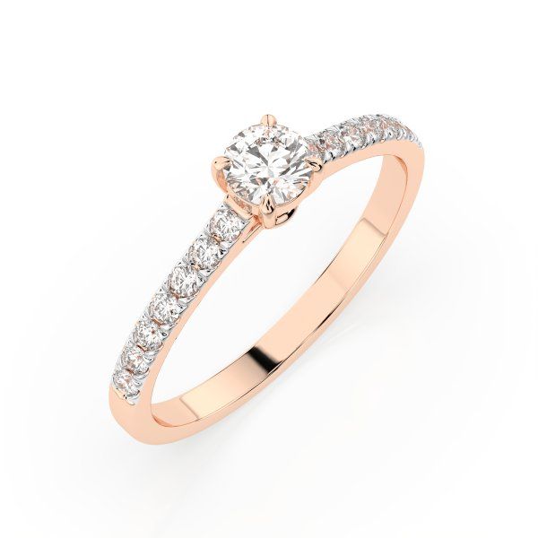 0,2+0,21 Karat Diamant Verlobungsring mit 15 Diamanten, Rotgold 585 / 14K, Weite 47 mm, Gewicht ca. 1.6 g.