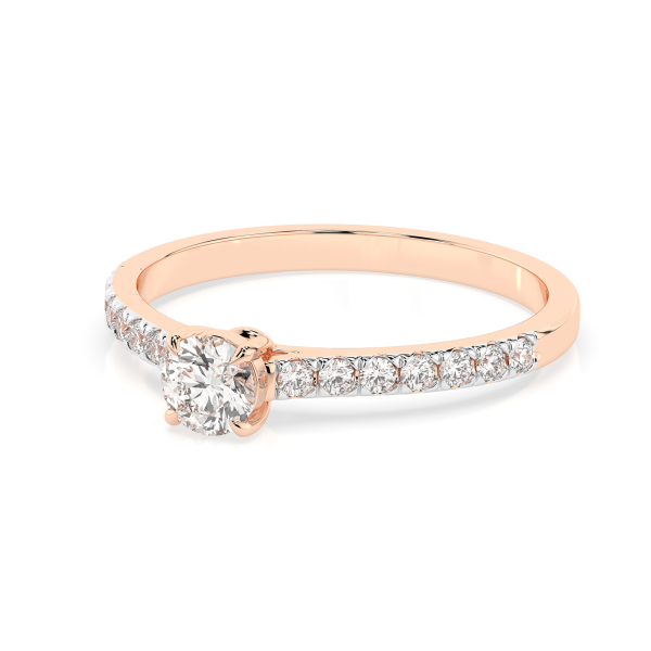 0,2+0,21 Karat Diamant Verlobungsring mit 15 Diamanten, Rotgold 585 / 14K, Weite 56 mm, Gewicht ca. 1.6 g.
