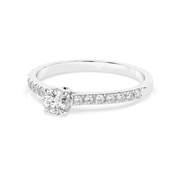 0,2+0,21 Karat Diamant Verlobungsring mit 15 Diamanten, Weißgold 585 / 14K, Weite 48 mm, Gewicht ca. 1.6 g.