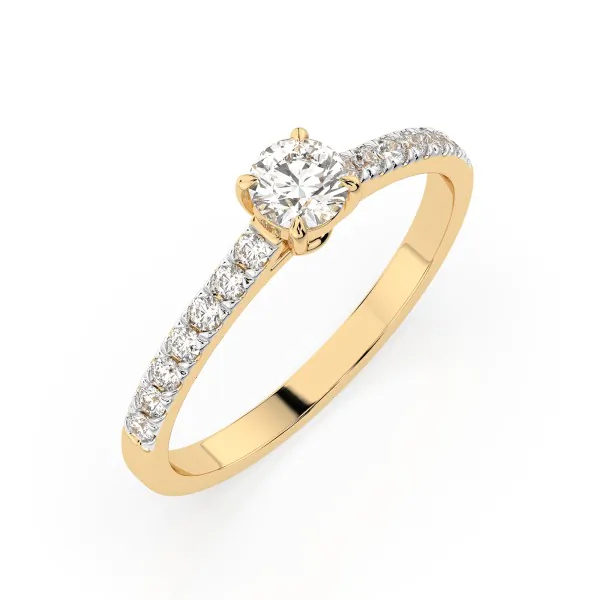 0,2+0,21 Karat Diamant Verlobungsring mit 15 Diamanten, Gelbgold 585 / 14K