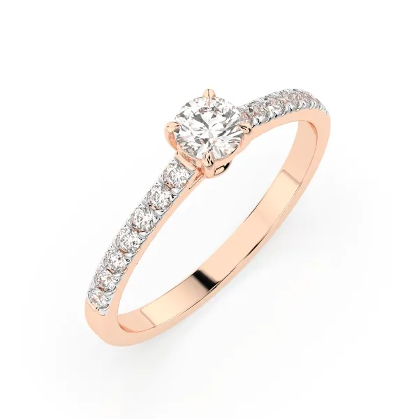 0,3+0,21 Karat Diamant Verlobungsring mit 15 Diamanten, Rotgold 585 / 14K, Weite 64 mm, Gewicht ca. 1.5 g.