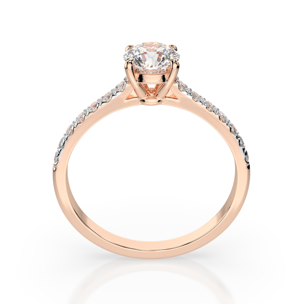0,4+0,21 Karat Diamant Verlobungsring mit 15 Diamanten, Rotgold 585 / 14K, Weite 48 mm, Gewicht ca. 1.5 g.