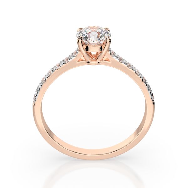 0,4+0,21 Karat Diamant Verlobungsring mit 15 Diamanten, Rotgold 585 / 14K, Weite 72 mm, Gewicht ca. 1.5 g.