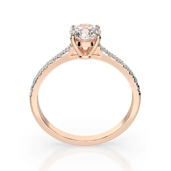 0,4+0,21 Karat Diamant Verlobungsring mit 15 Diamanten, Rotgold 585 / 14K