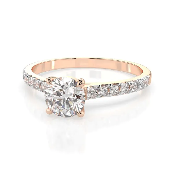0,4+0,21 Karat Diamant Verlobungsring mit 15 Diamanten, Rotgold 585 / 14K