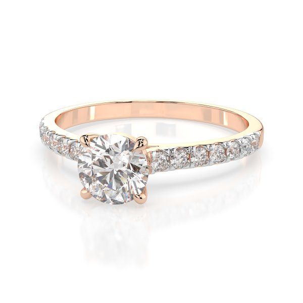 0,4+0,21 Karat Diamant Verlobungsring mit 15 Diamanten, Rotgold 585 / 14K, Weite 50 mm, Gewicht ca. 1.5 g.