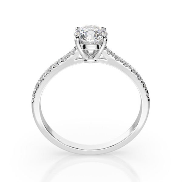 0,4+0,21 Karat Diamant Verlobungsring mit 15 Diamanten, Weißgold 585 / 14K, Weite 47 mm, Gewicht ca. 1.5 g.