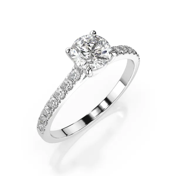 0,4+0,21 Karat Diamant Verlobungsring mit 15 Diamanten, Weißgold 585 / 14K, Weite 52 mm, Gewicht ca. 1.5 g.