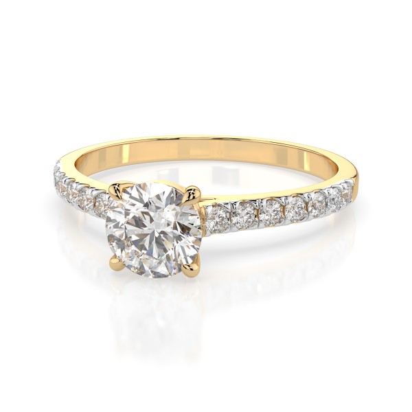 0,4+0,21 Karat Diamant Verlobungsring mit 15 Diamanten, Gelbgold 585 / 14K, Weite 56 mm, Gewicht ca. 1.5 g.