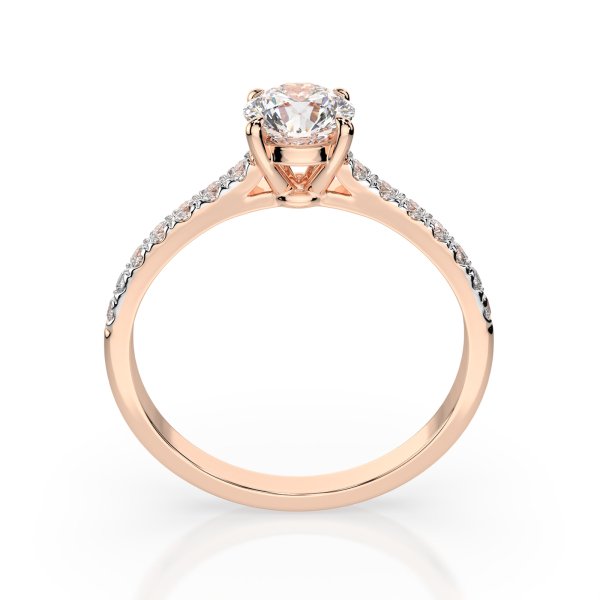 0,5+0,21 Karat Diamant Verlobungsring mit 15 Diamanten, Rotgold 585 / 14K, Weite 50 mm, Gewicht ca. 1.6 g.