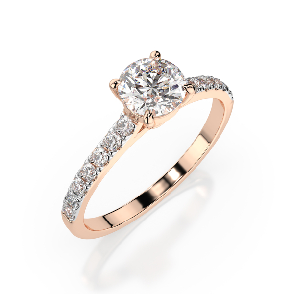 0,5+0,21 Karat Diamant Verlobungsring mit 15 Diamanten, Rotgold 585 / 14K, Weite 47 mm, Gewicht ca. 1.6 g.