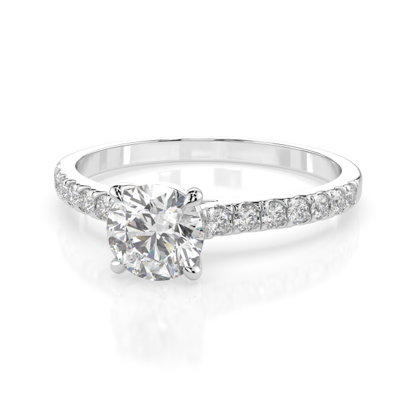 0,5+0,21 Karat Diamant Verlobungsring mit 15 Diamanten, Weißgold 585 / 14K, Weite 52 mm, Gewicht ca. 1.6 g.