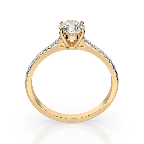 0,5+0,21 Karat Diamant Verlobungsring mit 15 Diamanten, Gelbgold 585 / 14K