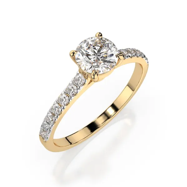 0,5+0,21 Karat Diamant Verlobungsring mit 15 Diamanten, Gelbgold 585 / 14K, Weite 48 mm, Gewicht ca. 1.6 g.