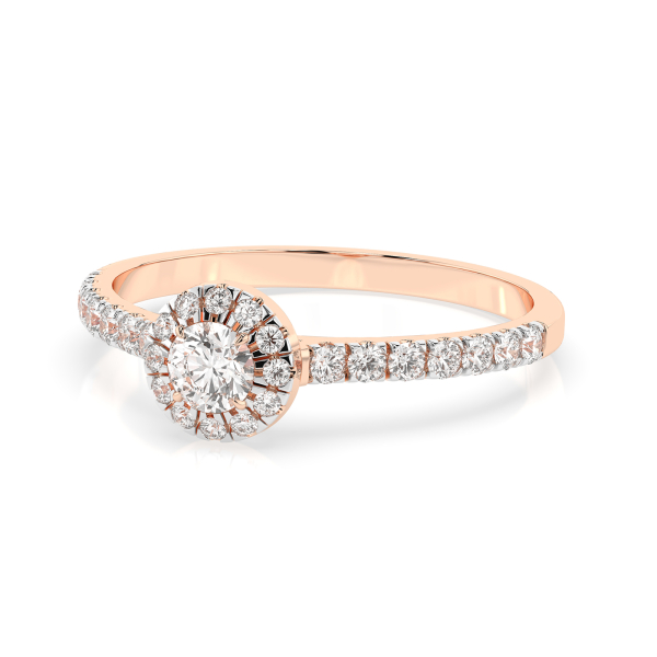 0,2+0,28 Karat Diamant Verlobungsring mit 27 Diamanten, Rotgold 585 / 14K, Weite 70 mm, Gewicht ca. 1.5 g.