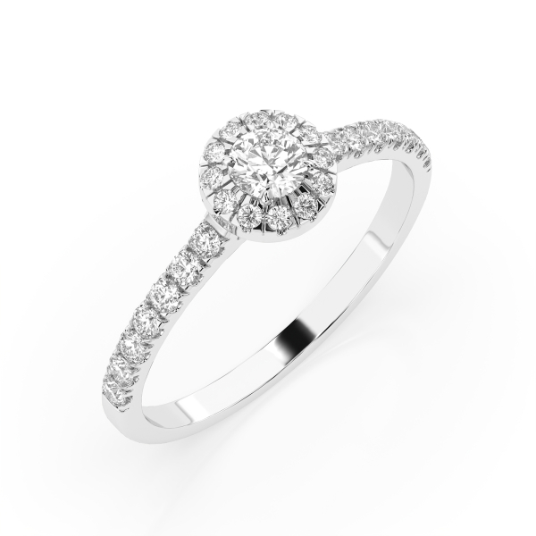 0,2+0,28 Karat Diamant Verlobungsring mit 27 Diamanten, Weißgold 585 / 14K, Weite 53 mm, Gewicht ca. 1.5 g.