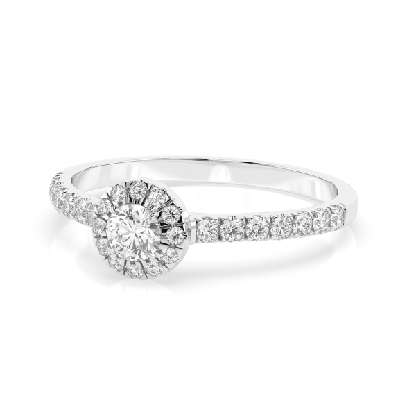 0,2+0,28 Karat Diamant Verlobungsring mit 27 Diamanten, Weißgold 585 / 14K, Weite 52 mm, Gewicht ca. 1.5 g.