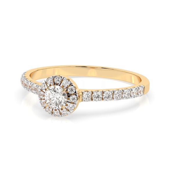 0,2+0,28 Karat Diamant Verlobungsring mit 27 Diamanten, Gelbgold 585 / 14K, Weite 55 mm, Gewicht ca. 1.5 g.