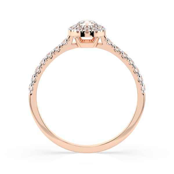 0,29+0,25 Karat Diamant Verlobungsring mit 30 Diamanten, Rotgold 585 / 14K, Weite 62 mm, Gewicht ca. 1.6 g.