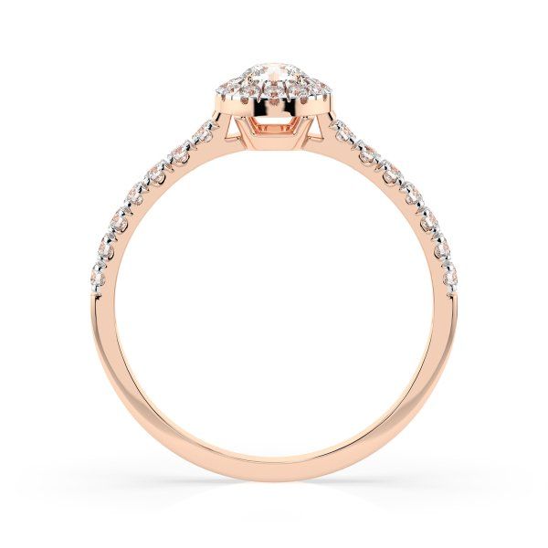 0,29+0,25 Karat Diamant Verlobungsring mit 30 Diamanten, Rotgold 585 / 14K, Weite 49 mm, Gewicht ca. 1.6 g.