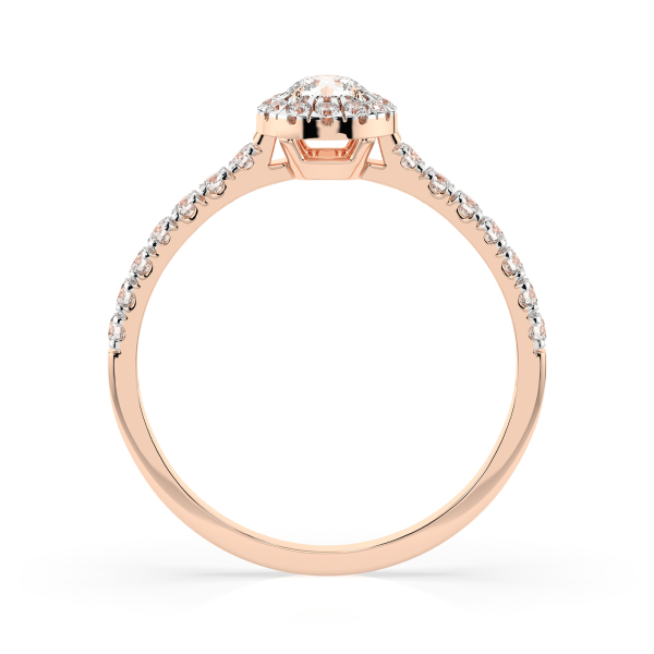 0,29+0,25 Karat Diamant Verlobungsring mit 30 Diamanten, Rotgold 585 / 14K, Weite 72 mm, Gewicht ca. 1.6 g.