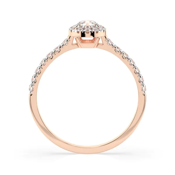 0,29+0,25 Karat Diamant Verlobungsring mit 30 Diamanten, Rotgold 585 / 14K