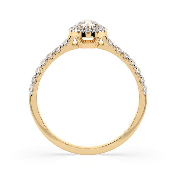 0,29+0,25 Karat Diamant Verlobungsring mit 30 Diamanten, Gelbgold 585 / 14K, Weite 65 mm, Gewicht ca. 1.6 g.