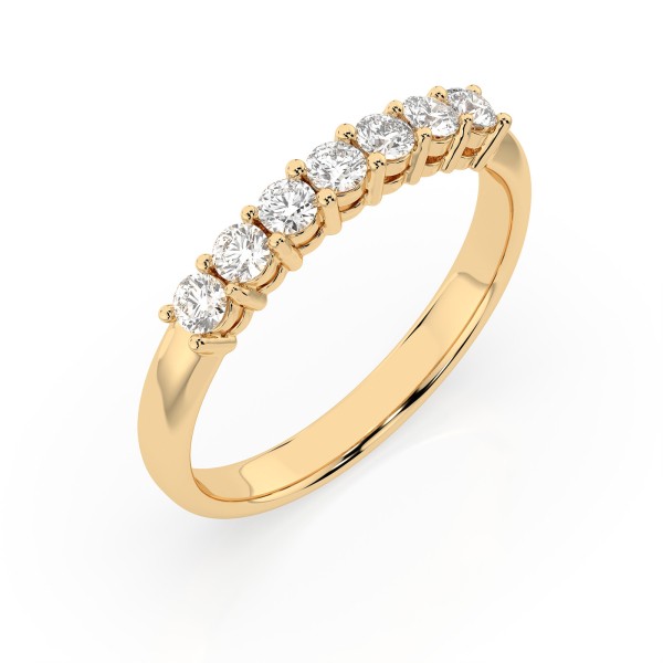 0,42 Karat Diamant Verlobungsring mit 7 Diamanten, Gelbgold 585 / 14K, Weite 47 mm, Gewicht ca. 2.1 g.