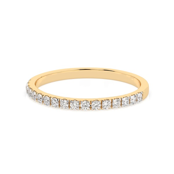0,26 Karat Diamant Verlobungsring mit 17 Diamanten, Gelbgold 585 / 14K, Weite 71 mm, Gewicht ca. 1.1 g.