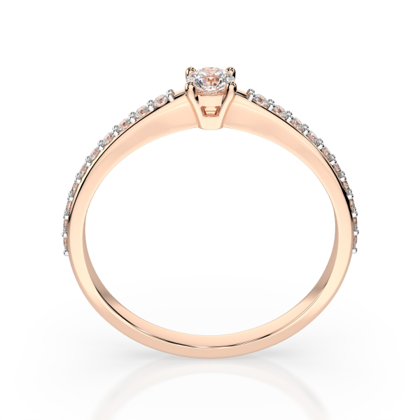 0,1+0,16 Karat Diamant Verlobungsring mit 21 Diamanten, Rotgold 585 / 14K, Weite 72 mm, Gewicht ca. 1.2 g.