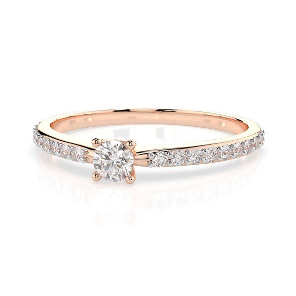 0,1+0,16 Karat Diamant Verlobungsring mit 21 Diamanten, Rotgold 585 / 14K, Weite 57 mm, Gewicht ca. 1.2 g.