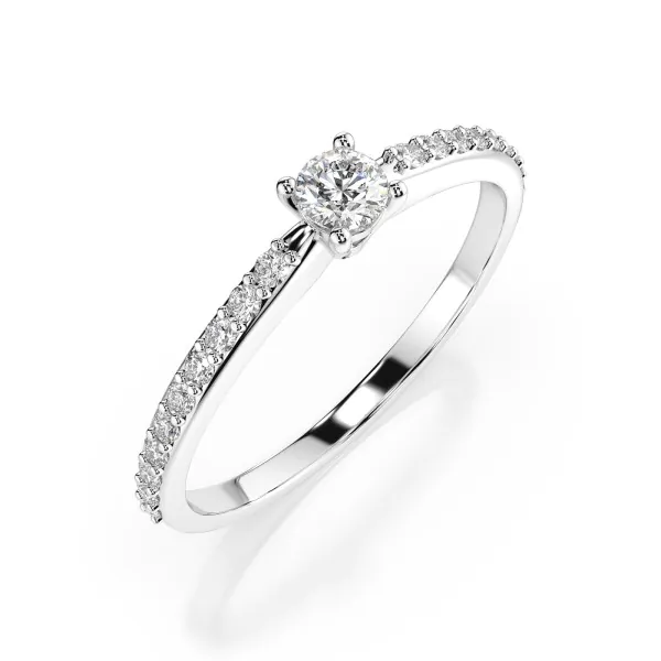0,1+0,16 Karat Diamant Verlobungsring mit 21 Diamanten, Weißgold 585 / 14K, Weite 47 mm, Gewicht ca. 1.2 g.