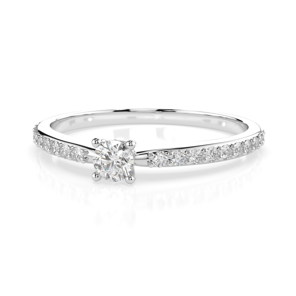 0,1+0,16 Karat Diamant Verlobungsring mit 21 Diamanten, Weißgold 585 / 14K, Weite 69 mm, Gewicht ca. 1.2 g.