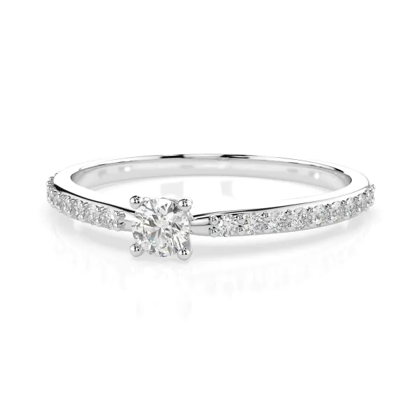 0,1+0,16 Karat Diamant Verlobungsring mit 21 Diamanten, Weißgold 585 / 14K